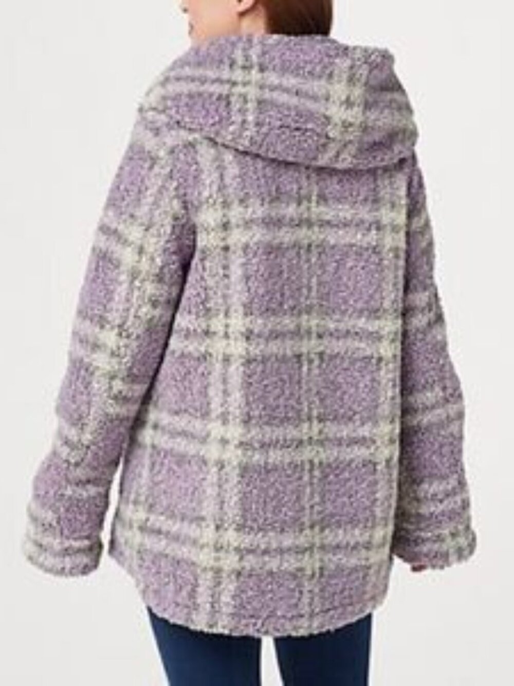Centigrade Button Closure Reversible Plaid Sherpa Jacket - Picture 5 of 8